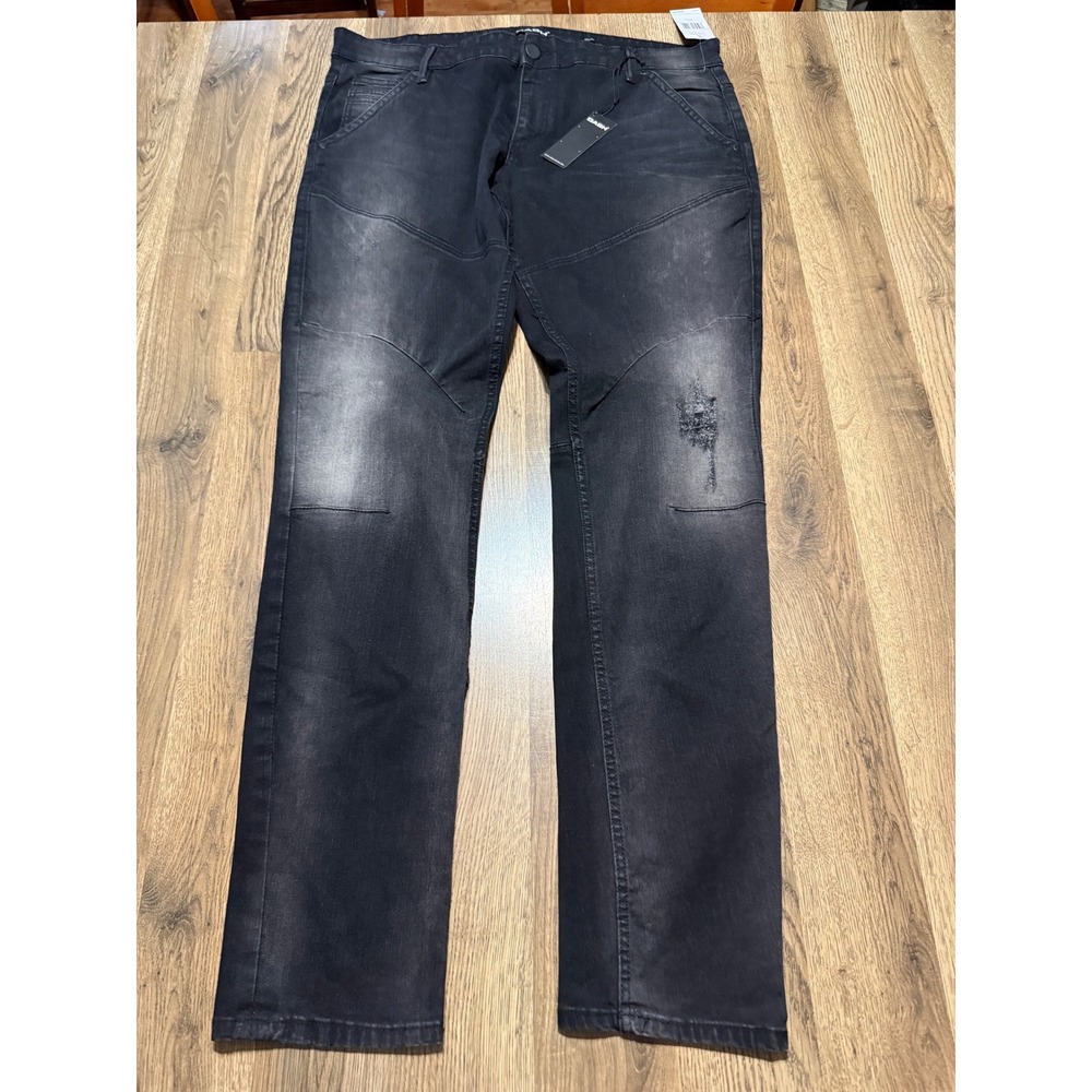 DASH Jeans Pants Mens 40/34 Black Adult Distressed Moto NWT